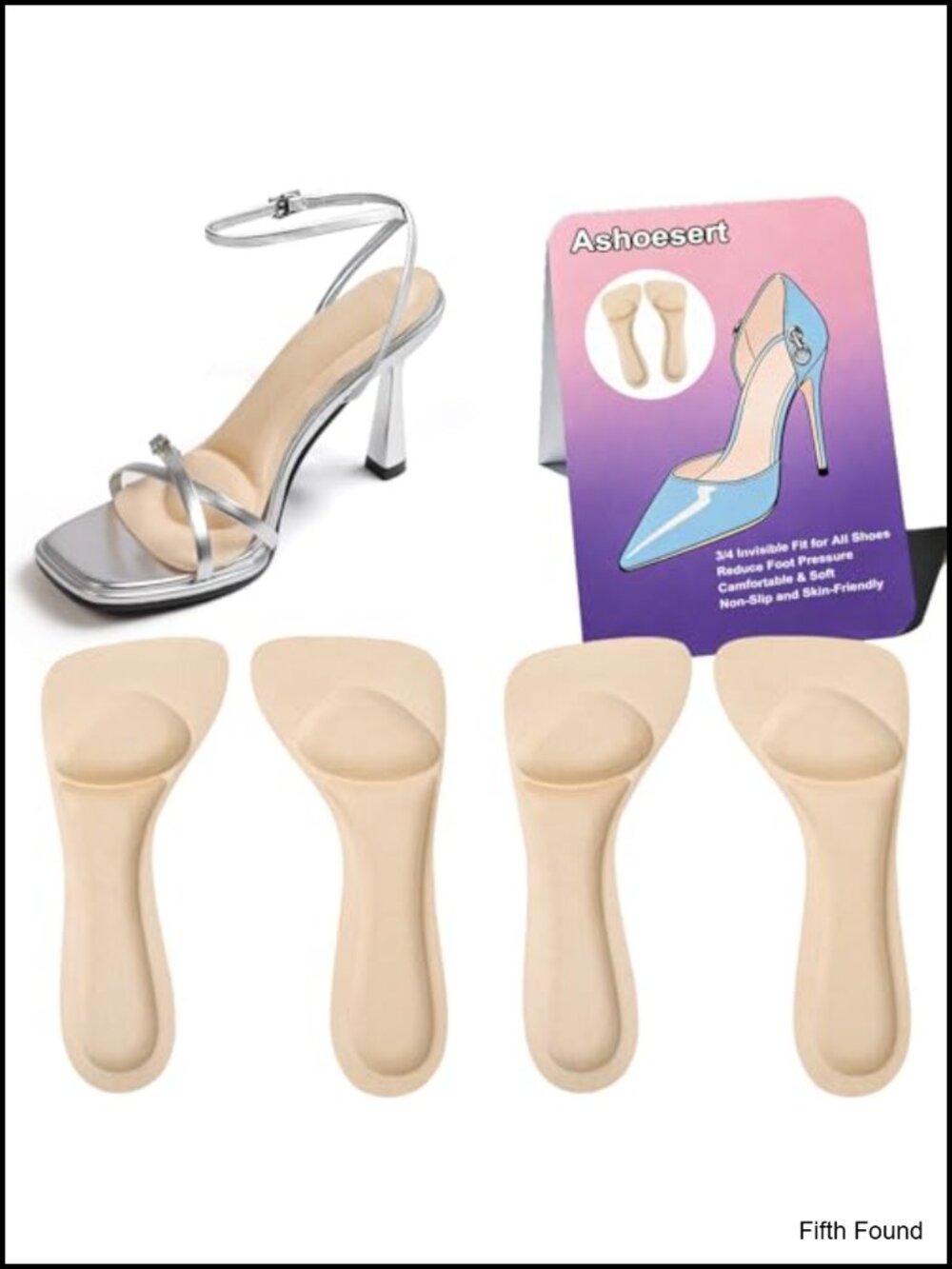 3/4 Length High Heel Cushion Inserts Faux Suede Shoe Pads